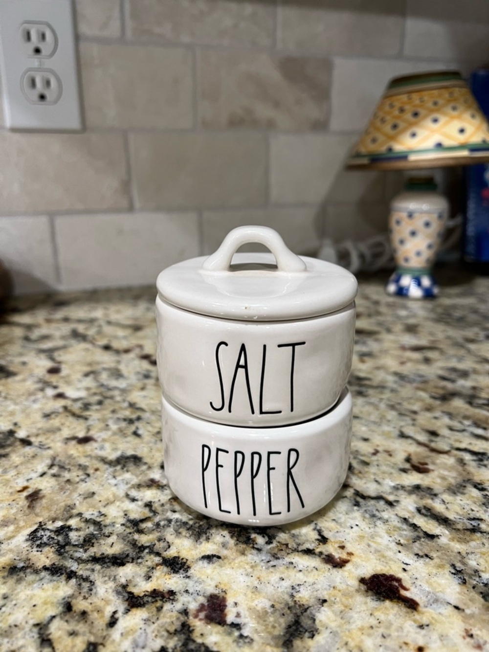 Rae Dunn White Stackable Salt & Pepper Ceramic Set